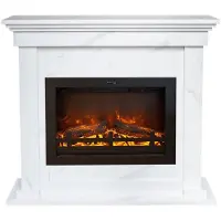 Xaralyn Elektrokamin - EFL-ML - Marmoroptik - 1500 Watt Heizung - mit Fernbedienung - Kaminsims inklusive Einbaukamin - Dekokamin