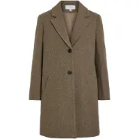 Vila Kurzmantel "VICLAUDIA BUTTON COAT - NOOS", Damen, Gr. 38, beige (falcon detail:melange), Web, Obermaterial: 100% Polyester, meliert, regular fit kniefrei, V-Ausschnitt, Mäntel Kurzmantel