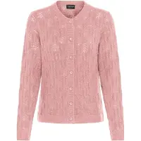 Oxmo Strickjacke "Strickjacke OXSinva", Damen, Gr. S, grau (zephyr melange), Obermaterial: 76% Polyacryl PAN. 21% Polyester PES. 3% Elasthan EL., Strickjacken Strickjacke