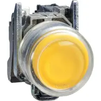 Schneider Electric XB4BP583M5EX Leuchtdrucktaster, Harmony XB4, Metall, 22mm, gelb, unbeschriftet, tastend, mit Schutzkappe, 1S, 230V AC, ATEX