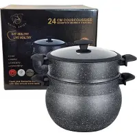 ROYAL SWISS Couscoussiere 28 cm – 12 Liter - Hochwertiger Dampftopf mit Marmorbeschichtung,