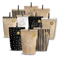 OEM Weihnachtskalender aus Papier mit 24 braunen Beuteln und Stickern