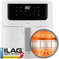Medion P10 XL Duo Heißluftfritteuse (6,8 Liter XXL, Airfryer, 2.150 Watt, zwei Heizelemente aus Edelstahl, Schüttel Alarm, 9 Automatikprogramme, Touch Bedienfeld, LED Anzeige, ILAG PFAS-frei) matt