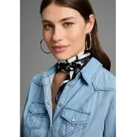 Laura scott Nickituch , Damen, schwarz-weiß (weiß, schwarz), Satin, Polyester, bedruckt, gemustert, gestreift, Modetücher Nickituch, mit modischem Streifen-Allover-Druck