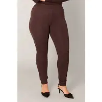 Base Level Curvy Jeggings "Arnika", Damen, Gr. 48, N-Gr, braun, Web, Obermaterial: 65% Viskose, 30% Nylon, 5% Elasthan, figurbetont knöchellang, Hosen Jeggings, mit Badge