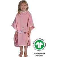 Wörner Badeponcho WÖRNER "Dinofamilie rosa Poncho", rosa, L:60cm, Baumwolle, Hausmäntel, Badeponcho, maschinenwaschbar, trocknergeeignet