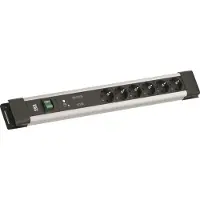 Bachmann CONNECTUS 6xCEE7/3, 1xGVS-Plus 1xSchalter 2,0m CEE7/7 Grau