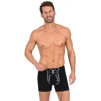 Trigema Boxer "Pants mit Hirsch", Herren, Gr. L, 1 Stk., schwarz, 95% Baumwolle, 5% Elasthan, Unterhosen Boxer