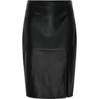 ONLY Lederimitatrock "ONLOLINE FAUX LEATHER SKIRT OTW NOOS", Damen, Gr. M (38), schwarz, Web, Obermaterial: 100% Polyester, unifarben, regular fit knielang, Röcke Lederimitatrock, Topseller