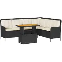 Syfax 2-tlg. Garten-Sofagarnitur mit Auflagen Schwarz Poly Rattan