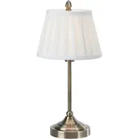 Markslöjd Tischlampe Oxford, messingfarben, Höhe 43 cm, Metall/Stoff