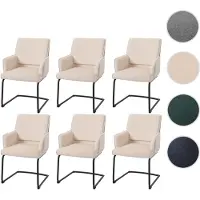 Mendler 6er-Set Freischwinger HWC-N60, Esszimmerstuhl Küchenstuhl Stuhl, Stoff/Textil creme-beige