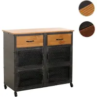 Mendler Werkstattwagen HWC-N28, Rollwagen, Rollen 2 Schubladen, 3D-Struktur Metall Holz 90x100x40cm schwarz, natur