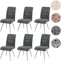 Mendler 6er-Set Esszimmerstuhl HWC-G55, Küchenstuhl Lehnstuhl, Edelstahl gebürstet Stoff/Textil Chenille blau-grün