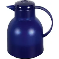 EMSA Isolierkanne "Samba", blau (blau, transluzent), B:14,5cm H:21,7cm, Glas, Kunststoff, Kannen, Isolierkanne, zeitloses Design, einfacher Knopfdruck, 24h kalt, 12h warm