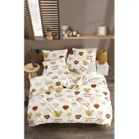 L'essentiel Maison , Teddy Bear Heart, Einzel-XXL-Bettbezug-Set (DE), Senf, 65 % BAUMWOLLE / 35 % POLYESTER, 155 x 220 cm