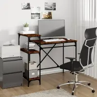 vidaXL Schreibtisch mit Regal Räuchereiche 105x50x90 cm Holzwerkstoff - Schreibtisch - Schreibtische - Bürotisch - Computertisch