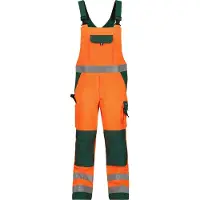 Dassy Toulouse Warnschutz Latzhose mit Kniepolstertaschen - neonorange/flaschengrün - 58-5cm