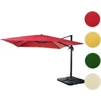 Mendler Gastronomie-Ampelschirm HWC-A96, Sonnenschirm 3x3m (Ø4,24m) Polyester Alu/Stahl 23kg rot mit Ständer