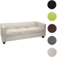 Generique 3er Sofa Couch Loungesofa Lille Kunstleder, creme