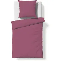 Fleuresse Satin Bettwäsche Colours 100% Baumwolle Reißverschluss Bettbezug Kissenbezug Bettgarnitur Bettwäsche-Set Bettzeug 200x200 cm Himbeere