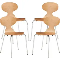En.casa Esszimmerstuhl ‘Kil’ 4er Set Küchenstühle 80 x 47 x 48 cm Holz Metallgestell Walnussoptik/Chromfarben