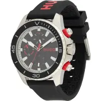 HUGO Multifunktionsuhr "DIVE", schwarz (schwarz, rot), Armbanduhren, Herren, Multifunktionsuhr, Quarzuhr, Armbanduhr, Herrenuhr, Silikonarmband, analog