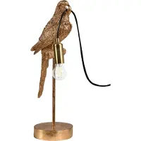 Beliani Tischlampe Gold Kunstharz 46 cm Hoch 1-Flammig Glühbirnen-Optik Tiermotiv Papagei Langes Kabel mit Schalter Glam Nachttischlampe Leselampe
