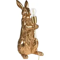 Beliani Tischlampe Gold Kunstharz 53 cm Hoch 1-Flammig Glühbirnen-Optik Tiermotiv Kaninchen Hase Kabel mit Schalter Glam Nachttischlampe Leselampe