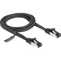 DeLOCK RJ45 Flachband Patchkabel Stecker zu Stecker Cat.8.1 flexibel 1 m schwarz, 1 m, Cat8.1, U/FTP (STP), RJ-45, RJ-45, Schwarz