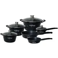Cheffinger 10-teiliges Kochtopfset - schwarz