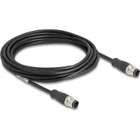 DeLOCK M12 Kabel D-kodiert 4 Pin Stecker zu Stecker PVC 5 m, 5 m, Cat5e, S/FTP (S-STP), M12, M12, Schwarz