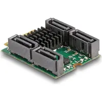 DeLOCK Konverter M.2 Key B+M Stecker zu 4 x SATA Stecker mit RAID und HyperDuo, M.2, SATA, Schwarz, Grün, 6 Gbit/s, 0, 1, 10, JBOD, 30 mm