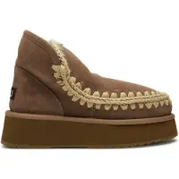 Mou für Damen. MU.FW681000A Lederstiefeletten Mini Eskimo Platform braun (38), 8 bis 10 cm, Keine, Lässig, Grau, Taupe