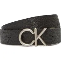 Calvin Klein Ledergürtel JEANS "CK HALLMARK LOGO 35MM ADJ/REV", Herren, Gr. 115, schwarz (schwarz, delicioso, brushed nickel), Rindsleder, unifarben, Gürtel Ledergürtel