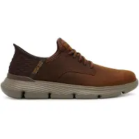 SKECHERS für Herren. 205046 Garza Gervin Braun Leder Turnschuhe (45), Wohnung, Schnürsenkel, Lässig