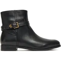 Ralph Lauren für Damen. 802967768001 Brooke II Knöchelstiefel aus brüniertem Leder schwarz (36), Wohnung, Reißverschluss, Lässig
