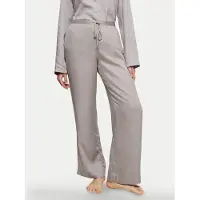 Triumph Homewearhose "Silky Sensuality Trousers", Damen, Gr. 42, N-Gr, grau (silent grau), Satin, 100% Lyocell, unifarben, bequem knöchellang, Hosen Homewearhose, mit Monogram-Jaquard