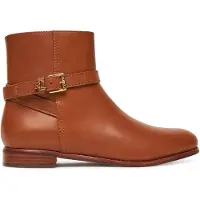 Ralph Lauren für Damen. 802974382001 Brooke II Stiefeletten aus braunem Kalbsleder (35), Wohnung, Reißverschluss, Lässig