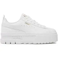 Puma Sneaker "MAYZE LTH JR", Jungen, Gr. 35,5, Textil, weiß (weiß, team gold), Leder, unifarben, Schuhe Sneaker, mit strukturierter Plateau-Gummisohle, herausnehmbare Innensohle