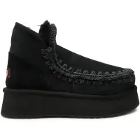 Mou für Damen. MU.FW681000A Lederstiefeletten Mini Eskimo Platform schwarz (40), 8 bis 10 cm, Keine, Lässig
