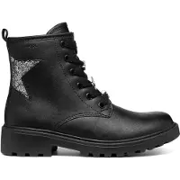 Geox Junior J Casey Girl Biker/Amphibians Boots Black/Dk Silver 37_Eu