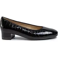 Ara Pumps "GRAZ", Damen, Gr. 6,5, Leder, schwarz, Lackleder, Reptilienprägung, glänzend, Schuhe Pumps, Abendschuh, Festtagsschuh, Blockabsatz, mit Reptilprägung