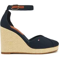 Tommy Hilfiger Damen Wedge Sandalen Flag Closed Toe mit Knöchelriemen, Blau (Spa