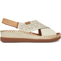 Pikolinos für Damen. W8K-0848C1 Off-white Leder Sandalen Cadaques (39), Weiß, 3 bis 5 cm, Klettverschluss, Lässig