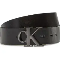 Calvin Klein Ledergürtel "MNGRM PLQ BCKL 35MM", Herren, Gr. 115, schwarz (schwarz, schwarz aop, matte gunmetal), Rindsleder, unifarben, Gürtel Ledergürtel