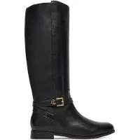 Ralph Lauren für Damen. 802967769001 Brooke II Stiefel aus brüniertem Leder schwarz (37), Wohnung, Reißverschluss, Lässig