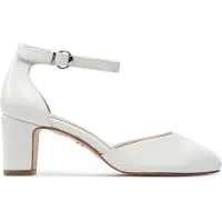 Tamaris Damen Pumps Leder Fesselriemen stoßdämpfender Blockabsatz 1-22401-42, Größe:41 EU, Farbe:Weiß