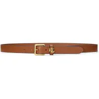 Ralph Lauren für Damen. 412968763002 Schmaler Ledergürtel mit braunem Logo (M), Lässig