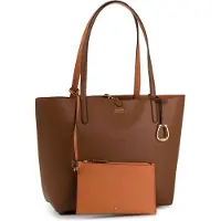 Lauren Accesorios für Damen. 431795329002 Reversible Tote Medium braun reversible Tasche -28x40,6x12,7cm (OSFA), Lässig, Polyurethan
